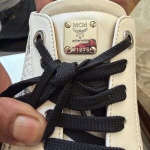 MCM White Sneakers with Black Laces